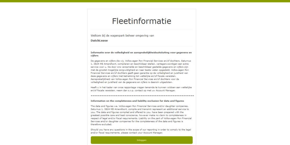 Fleetinformatie bij DutchLease